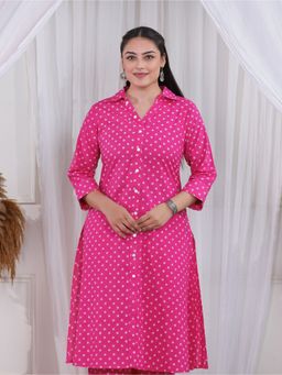 ARAMYA - Pink Soft Cotton Bandhani Print Kurta