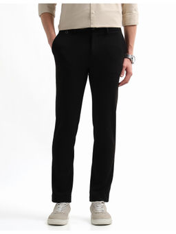 Arrow Sports - Mens Super Slim Fit Knitted Black Trouser