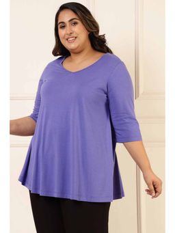 Amydus - Plus Size Purple Cotton T-shirt