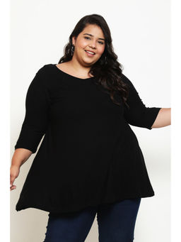 Amydus - Women Plus Size Black T-Shirt