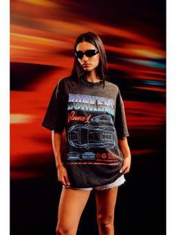 Bonkers Corner - Synthwave Oversized Black T-shirt