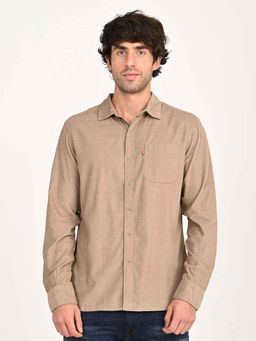 Levi's - Men's Corduroy Solid Beige Slim Fit Shirt