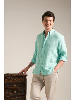 J.LINUM Co - Aqua Verde Melange Linen Shirt