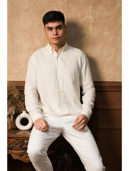 J.LINUM Co - Ivory Pinstripe Linen Shirt