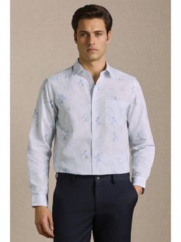 Louis Philippe - Men Blue Print Full Sleeves Formal Shirt