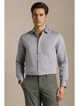 Louis Philippe - Men Grey Print Full Sleeves Formal Shirt