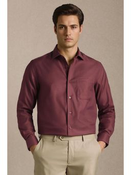 Louis Philippe - Men Maroon Solid Full Sleeves Formal Shirt