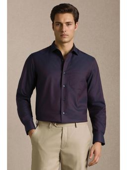 Louis Philippe - Men Purple Solid Full Sleeves Formal Shirt
