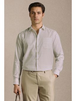 Louis Philippe - Men White Check Full Sleeves Formal Shirt
