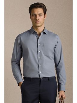Louis Philippe - Men Grey Solid Full Sleeves Formal Shirt