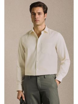 Louis Philippe - Men Beige Textured Full Sleeves Formal Shirt