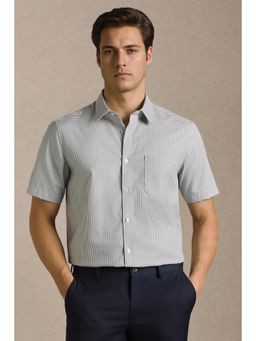 Louis Philippe - Men Green Check Half Sleeves Formal Shirt