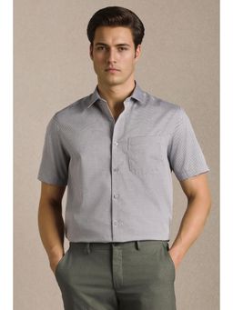Louis Philippe - Men Grey Print Half Sleeves Formal Shirt