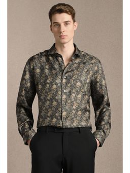 Louis Philippe - Men Black Print Full Sleeves Formal Shirt