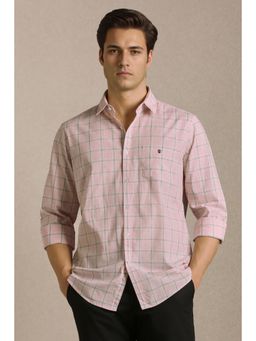 Louis Philippe - Men Pink Check Full Sleeves Casual Shirt