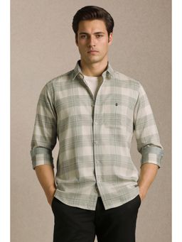 Louis Philippe - Men Grey Check Full Sleeves Casual Shirt