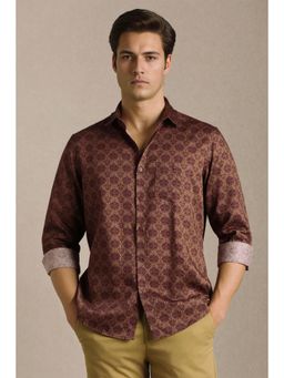 Louis Philippe - Men Maroon Print Full Sleeves Casual Shirt