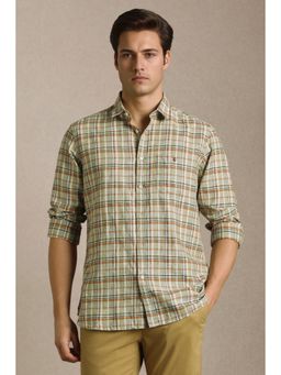 Louis Philippe - Men Green Check Full Sleeves Casual Shirt