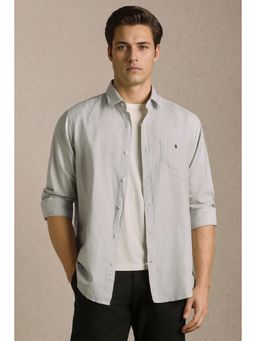 Louis Philippe - Men Grey Solid Full Sleeves Casual Shirt