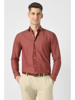Peter England - Men Maroon Regular Fit Full Sleeves Formal Shirt