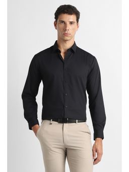 Van Heusen - Men Black Solid Full Sleeves Formal Shirt