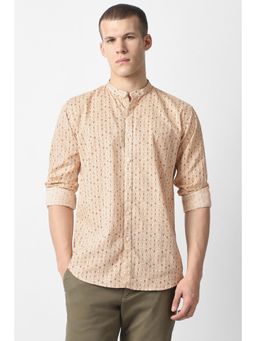 Van Heusen - Men Beige Print Full Sleeves Casual Shirt