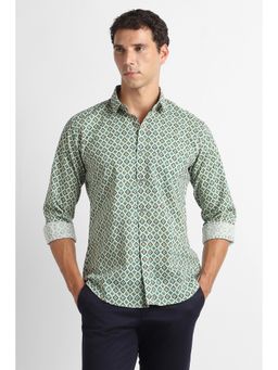 Van Heusen - Men Green Print Full Sleeves Casual Shirt