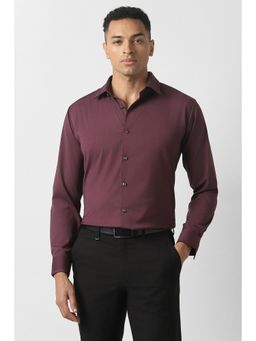Van Heusen - Men Maroon Solid Full Sleeves Formal Shirt