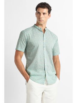 Van Heusen - Men Green Print Half Sleeves Casual Shirt