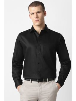 Van Heusen - Men Black Solid Full Sleeves Formal Shirt