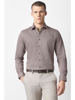 Van Heusen - Men Brown Print Full Sleeves Formal Shirt