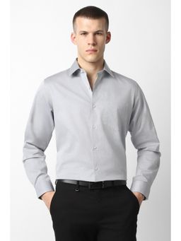 Van Heusen - Men Grey Solid Full Sleeves Formal Shirt