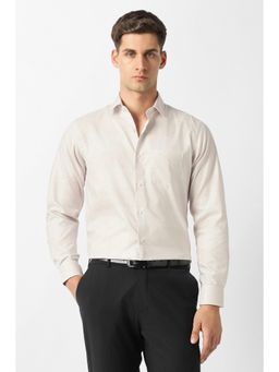Van Heusen - Men Beige Textured Full Sleeves Formal Shirt