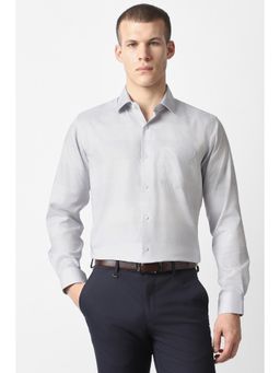 Van Heusen - Men Grey Textured Full Sleeves Formal Shirt
