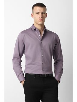 Van Heusen - Men Lilac Solid Full Sleeves Formal Shirt