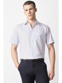 Van Heusen - Men White Check Half Sleeves Formal Shirt