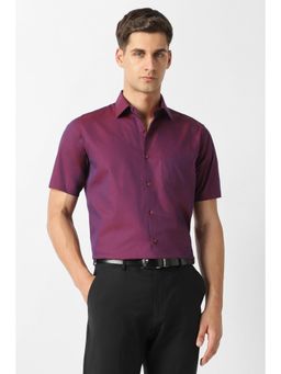 Van Heusen - Men Purple Solid Half Sleeves Formal Shirt