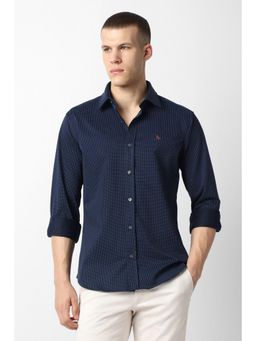 Van Heusen - Men Navy Dots Full Sleeves Casual Shirt