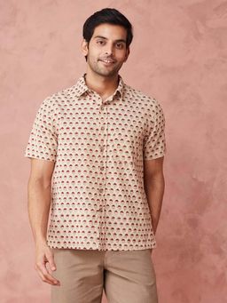 Fabindia - Beige Cotton Printed Shirt