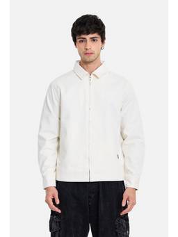 Snitch - Off-White Washed Full Sleeves Regular Casual Jacket For Men