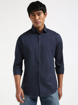 Calvin Klein - Men Blue Cotton Stripes Casual Shirt