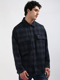Calvin Klein - Men Blue Cotton Checks Casual Shirt