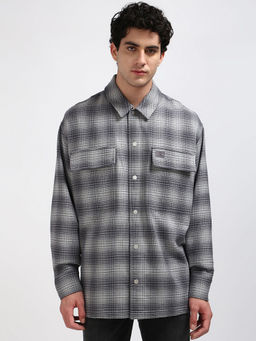 Calvin Klein - Men White Cotton Checks Casual Shirt