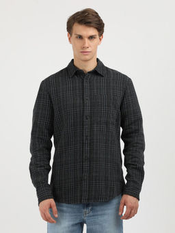 Calvin Klein - Men Black Cotton Checks Casual Shirt