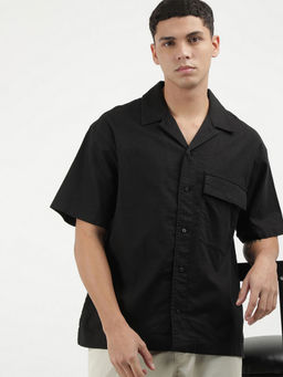 Calvin Klein - Men Black Linen Solid Casual Shirt