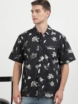 Calvin Klein - Men Black Cotton Printed Casual Shirt
