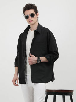 Calvin Klein - Men Black Nylon Solid Casual Shirt