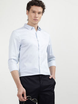 Calvin Klein - Men Blue Cotton Solid Casual Shirt