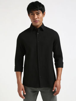 Calvin Klein - Men Black Cotton Solid Casual Shirt
