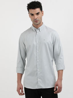 Calvin Klein - Men Grey Cotton Solid Casual Shirt